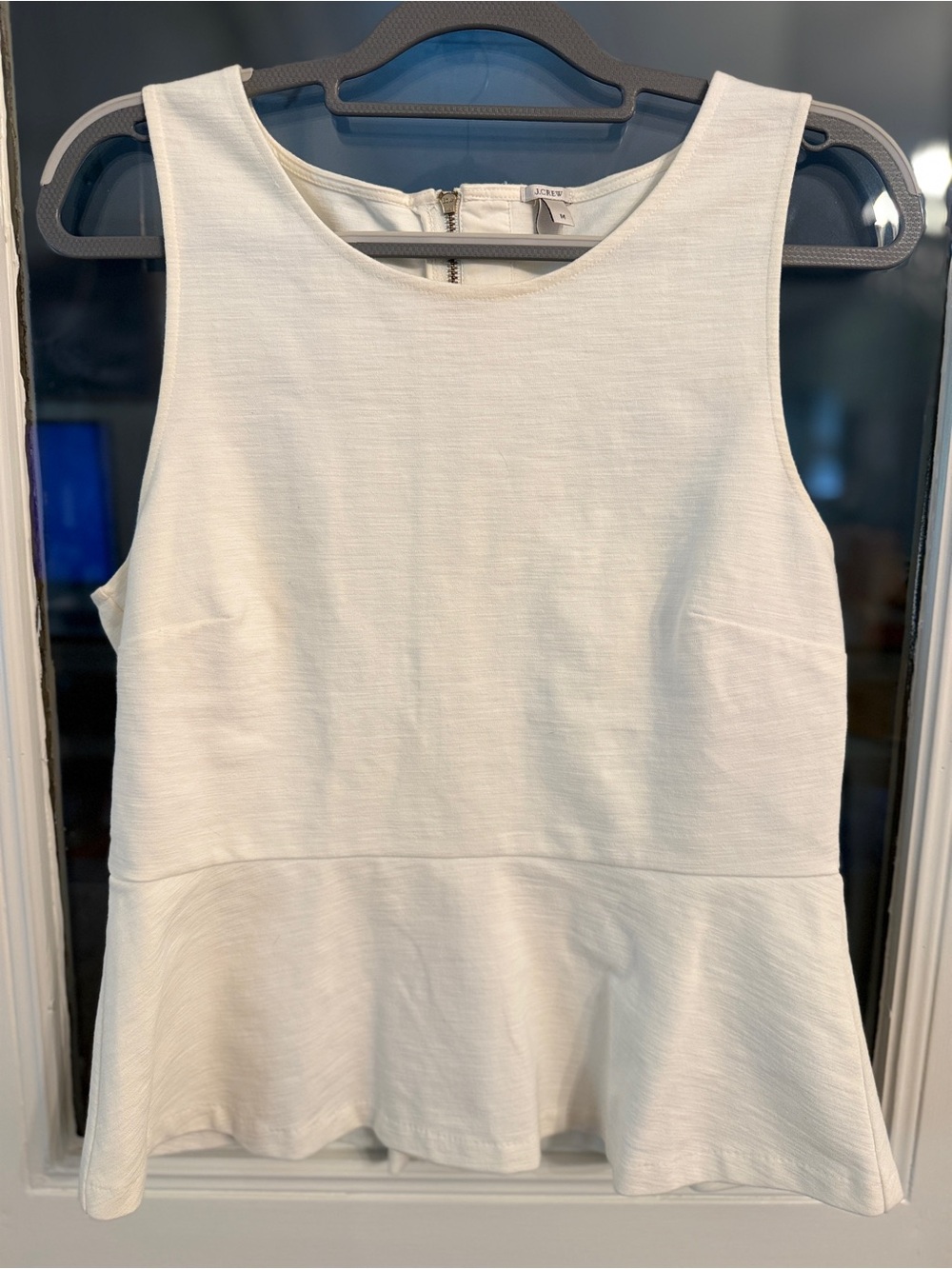 J. Crew Ivory Sleeveless Peplum Top